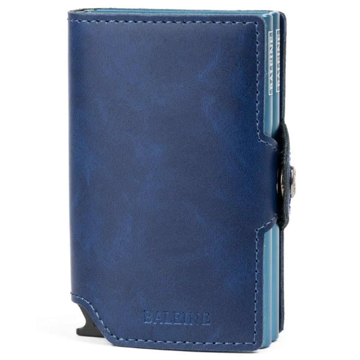 Billetera Baleine Double Kansas en Aluminio y Cuero con Protección RFID - Original Navy 