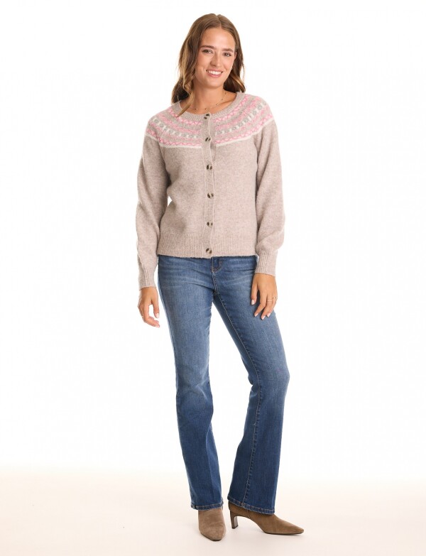 Cardigan Lana Fairisle BEIGE/MULTI