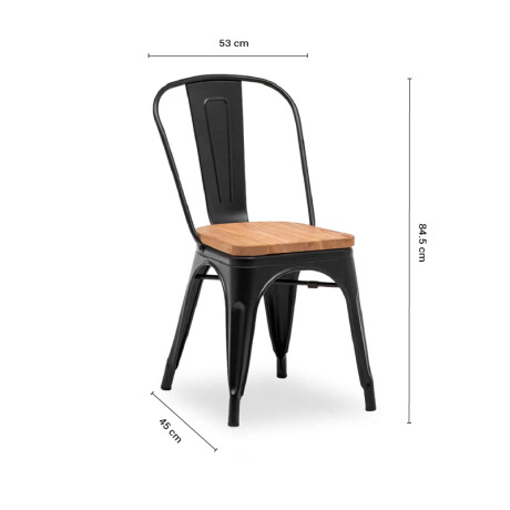 SILLA MADERA TOLIX Silla Metálica Con Asiento de Madera Tolix Negra