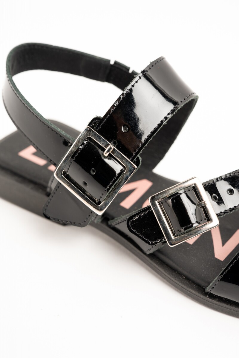 Sandalias De Doble Hebilla Negro