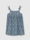 Vestido Talle Alto Con Estampado De Flor Azul Pato