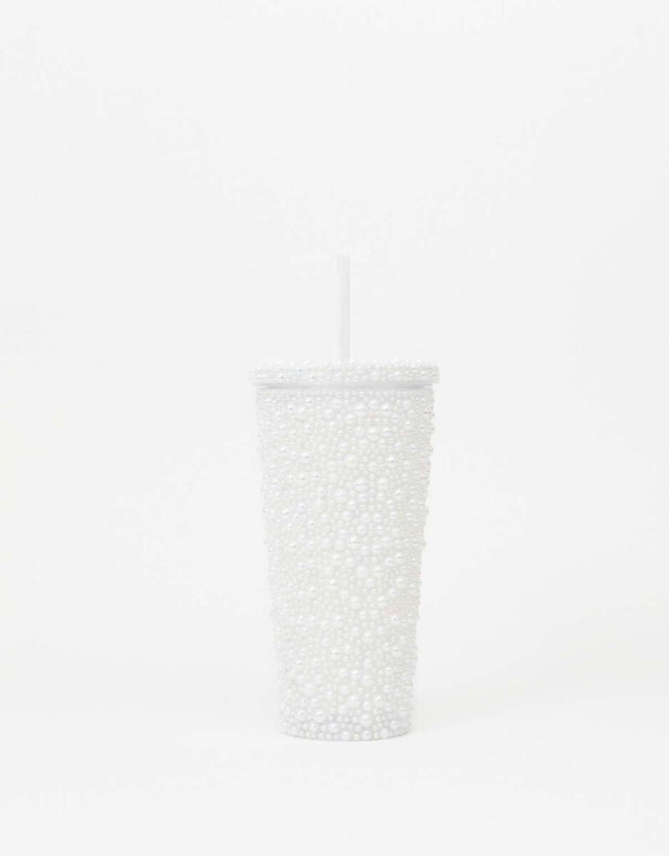 Vaso De Plástico Con Perlas - Blanco nacarado/perlado 