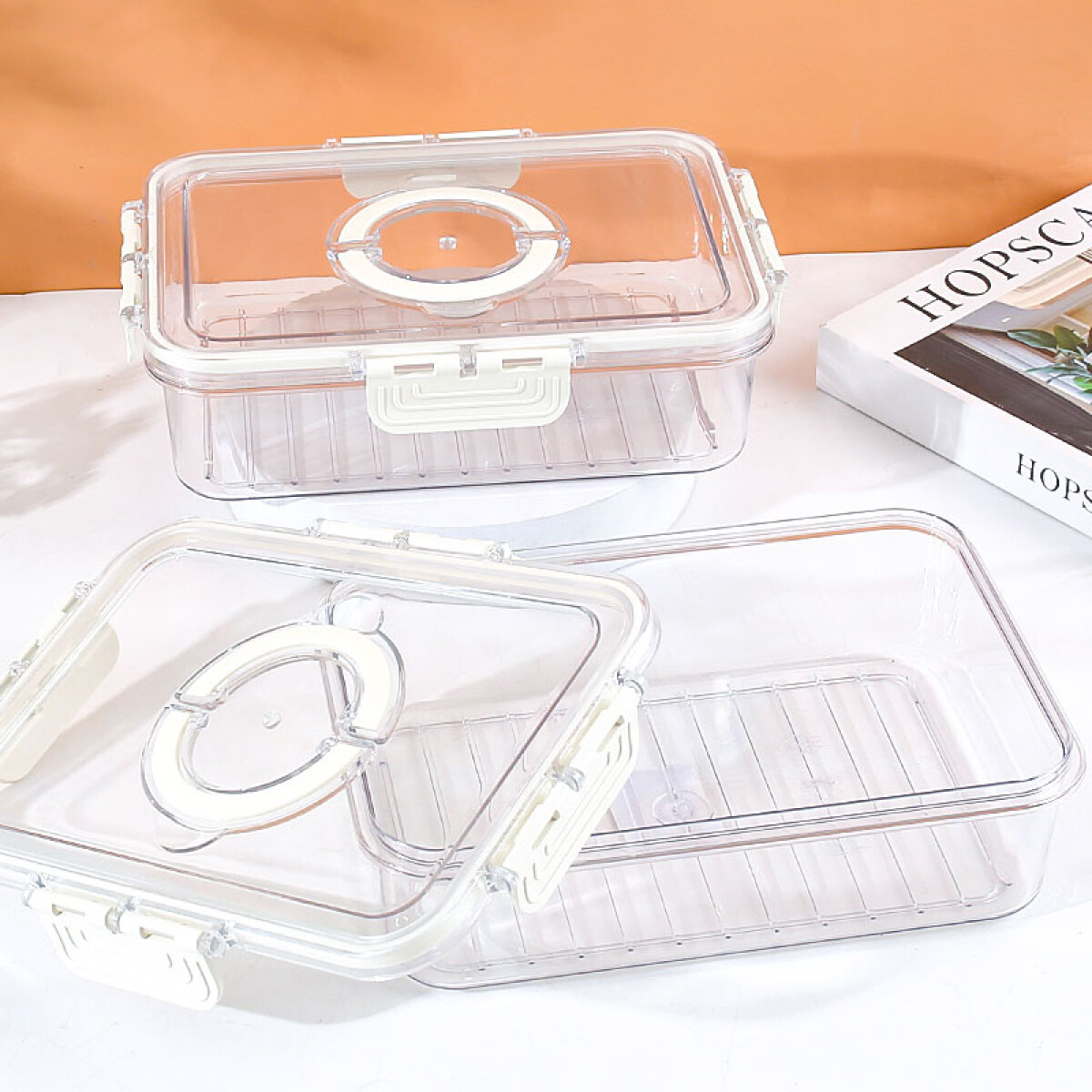 Contenedor acrílico transparente cierre hermético - Contenedor Acrílico Transparente Cierre Hermético 