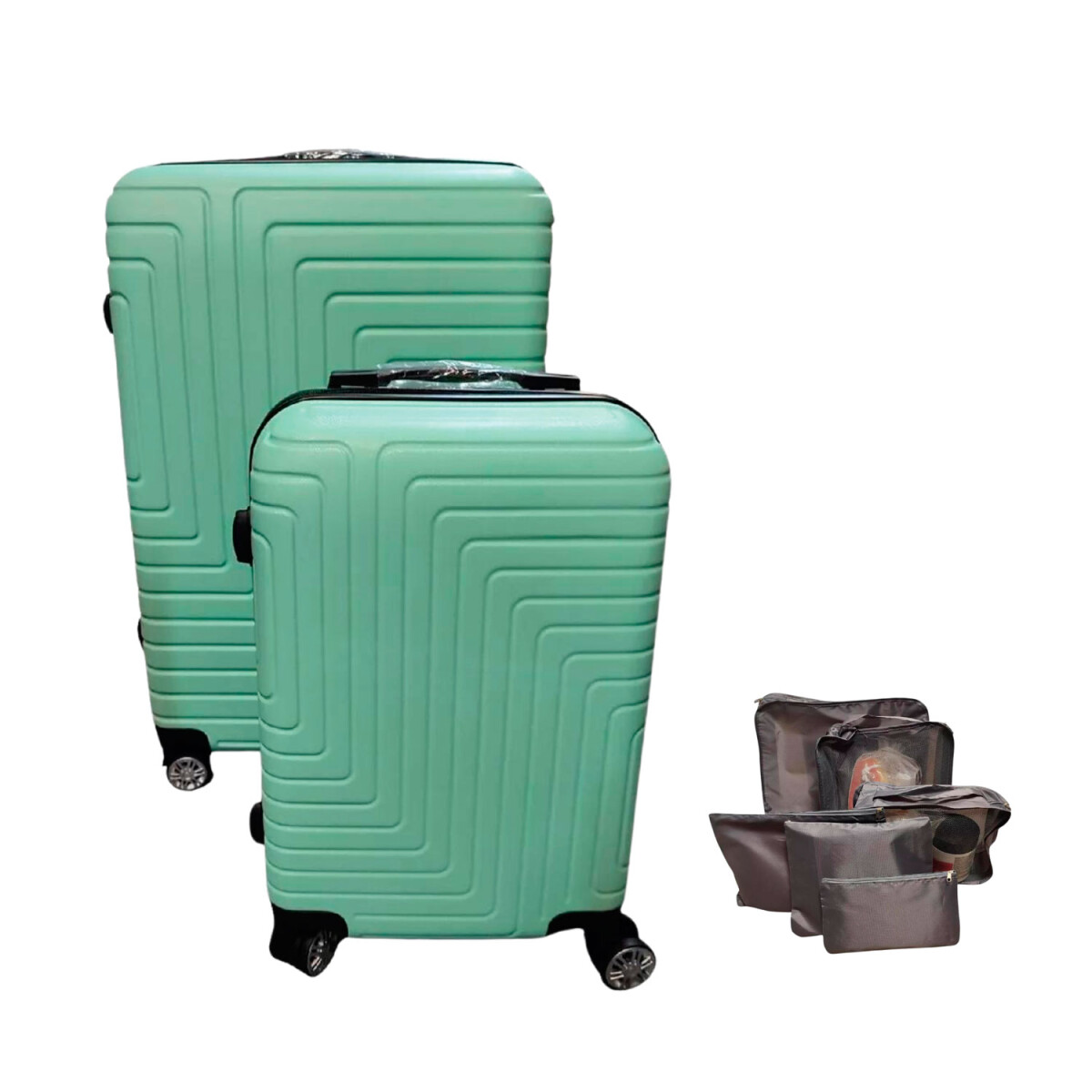 Set de 2 Valijas de mano rigidas con set organizador - Verde menta 