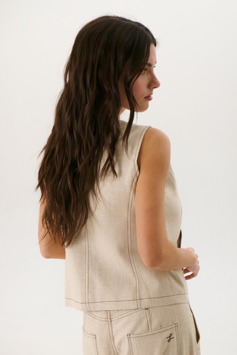 CHALECO LINO ART BEIGE