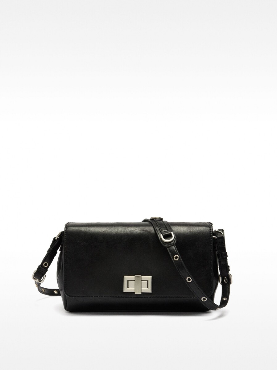 Bolso Bandolera Con Solapa - negro 