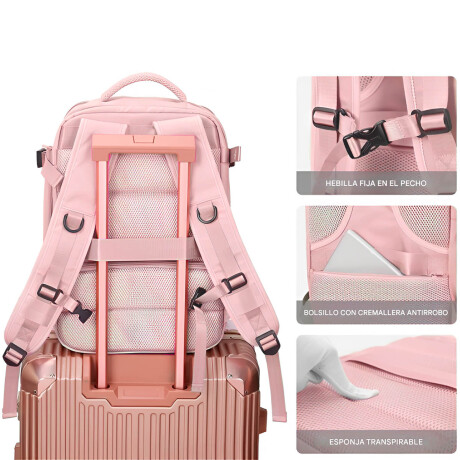 Mochila Viaje Carry On Impermeable Laptop Ejecutiva Rosa