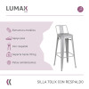 Taburete Tolix en metal con respaldo Gris