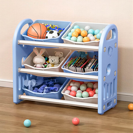 Organizador Estantería 6 Cajones Juguetes P/niños Celeste