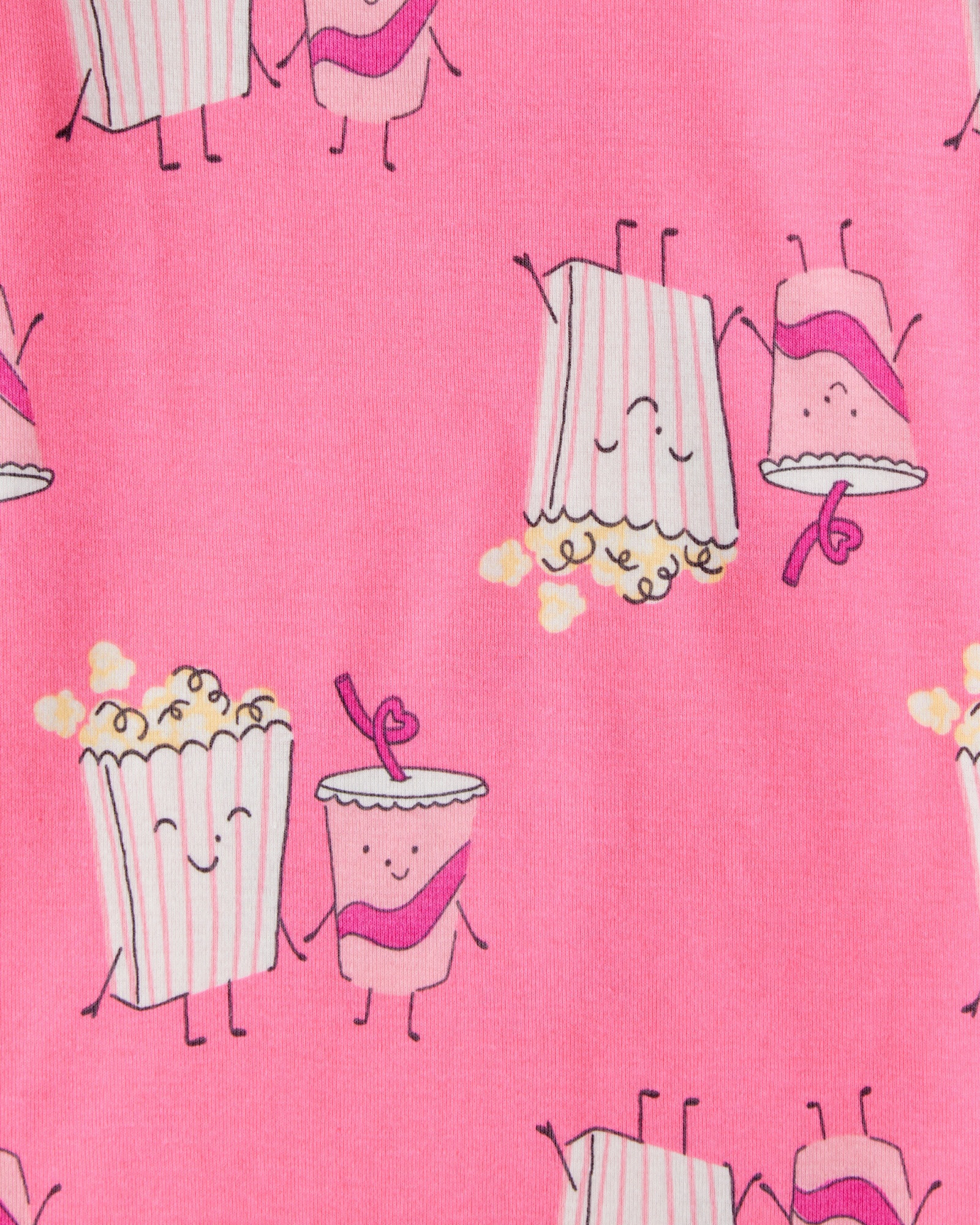 Pijama cuatro piezas de algodón, dos remeras manga larga y dos pantalones, diseño pop Sin color