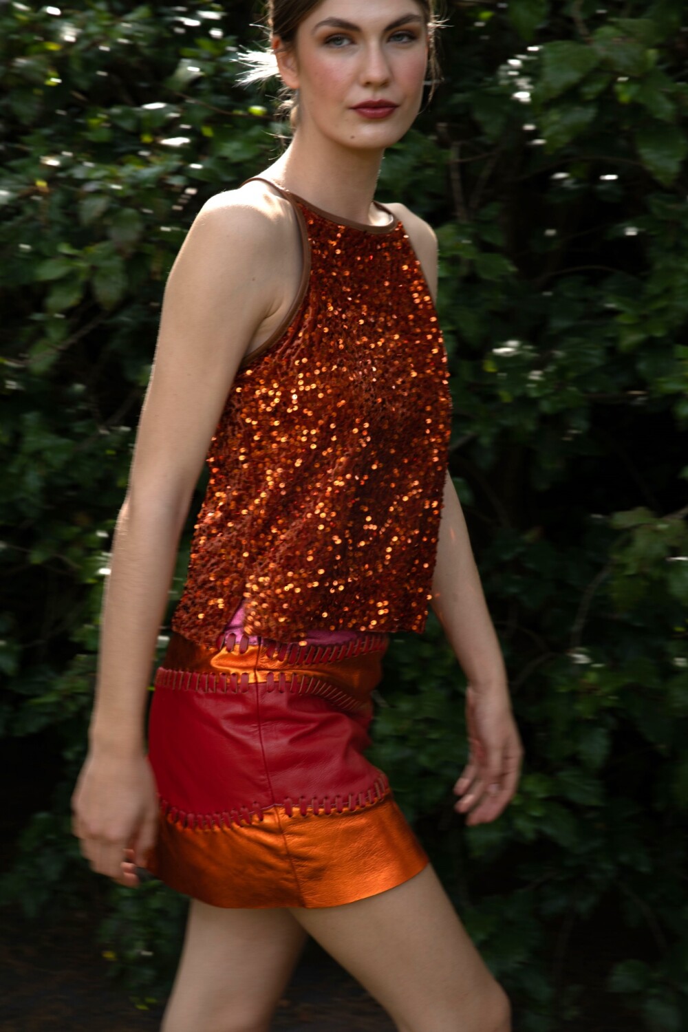 Handstitched Skirt Fucsia