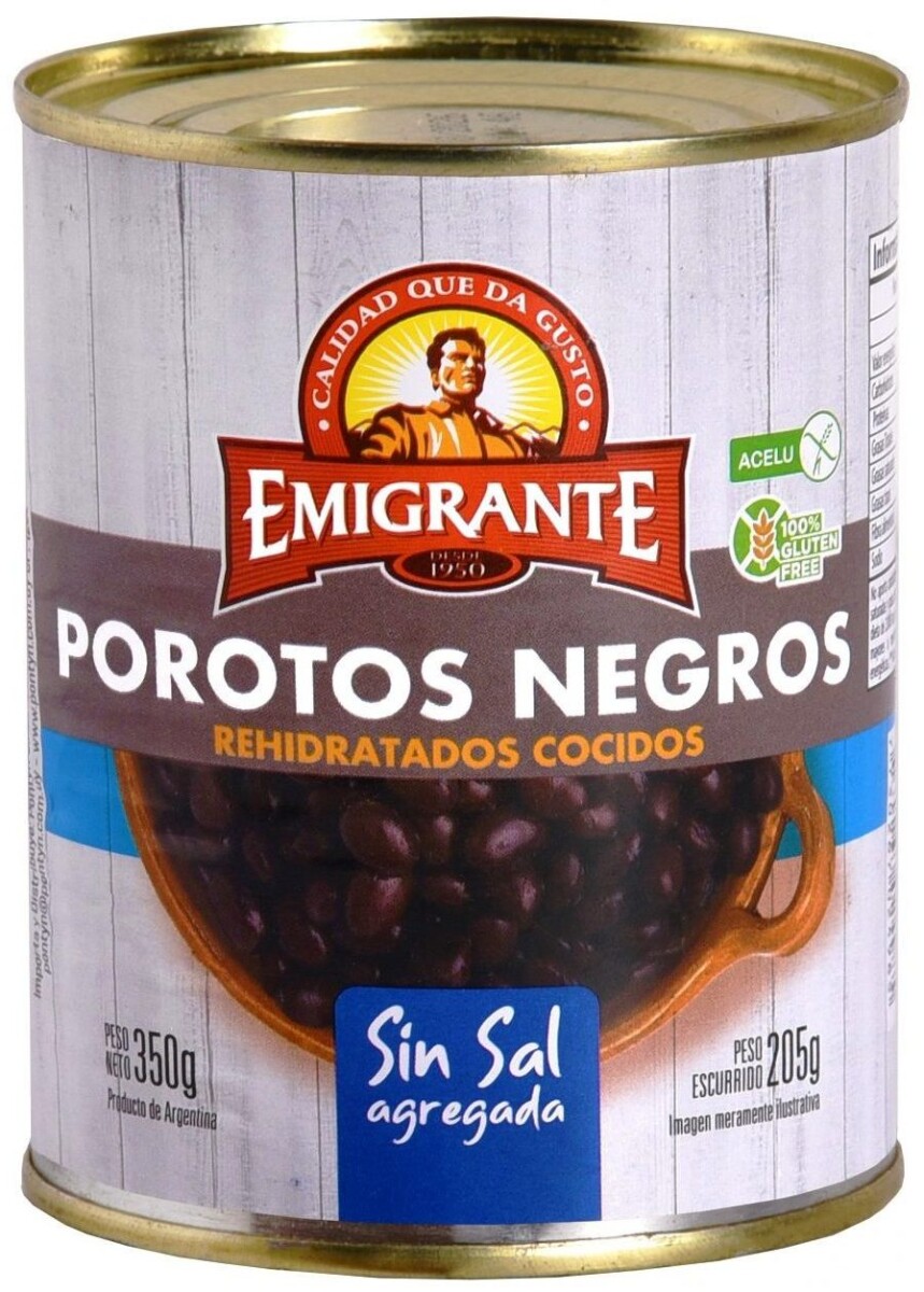 POROTOS NEGROS S/SAL LATA 350G EMIGRANTE 