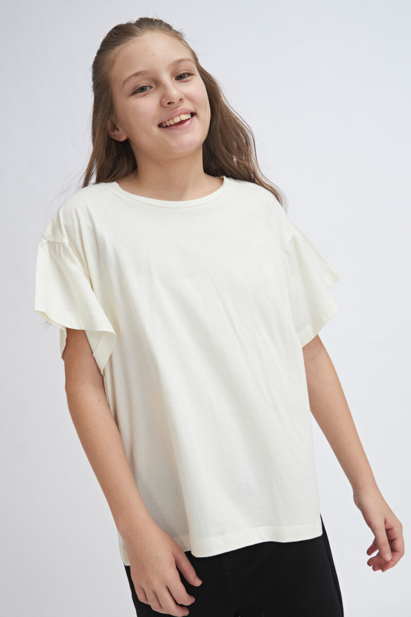 Camiseta manga corta volado Crudo