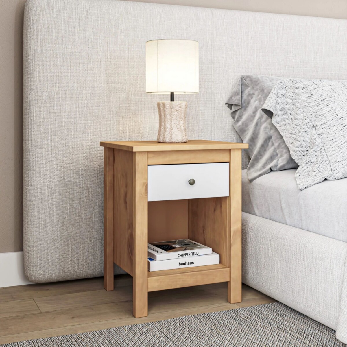 Mesa de Luz 1 Cajón 1 Nicho - Mari - Blanco 