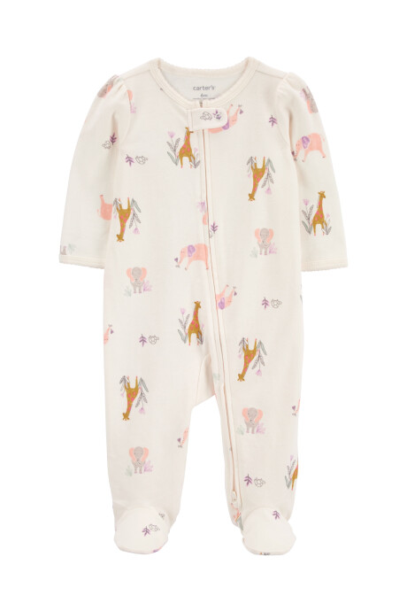 Pijama una pieza de algodón, diseño animales Sin color