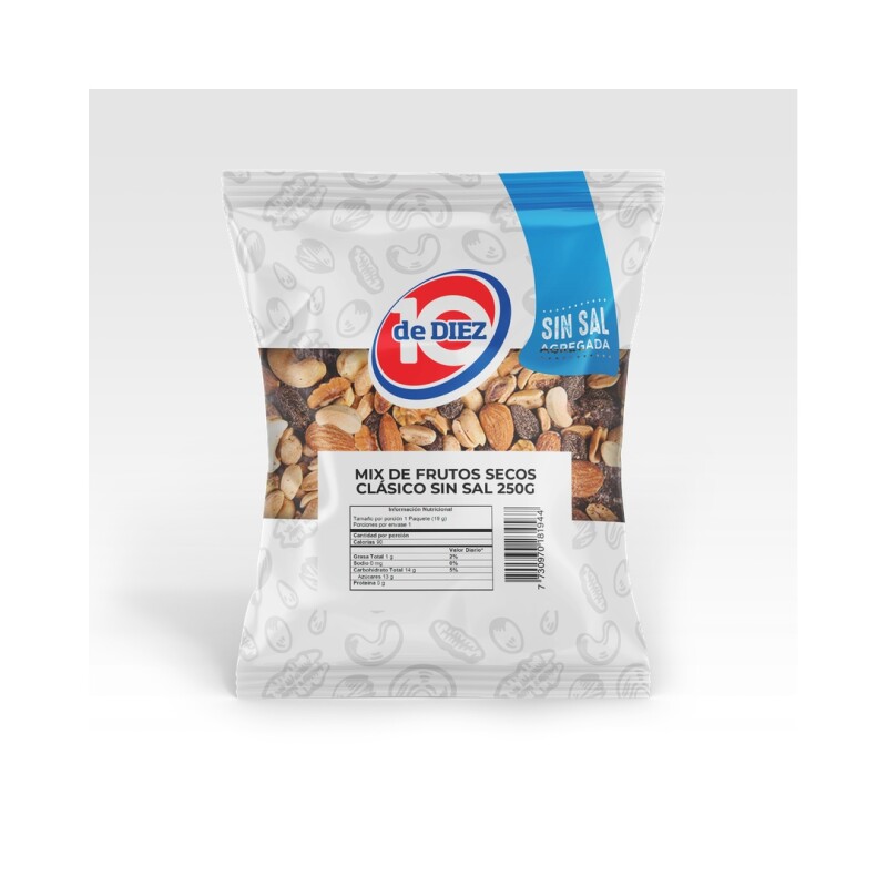 MIX FRUTO SECO SIN SAL DE DIEZ 200G Mix Fruto Seco Sin Sal De Diez 200g