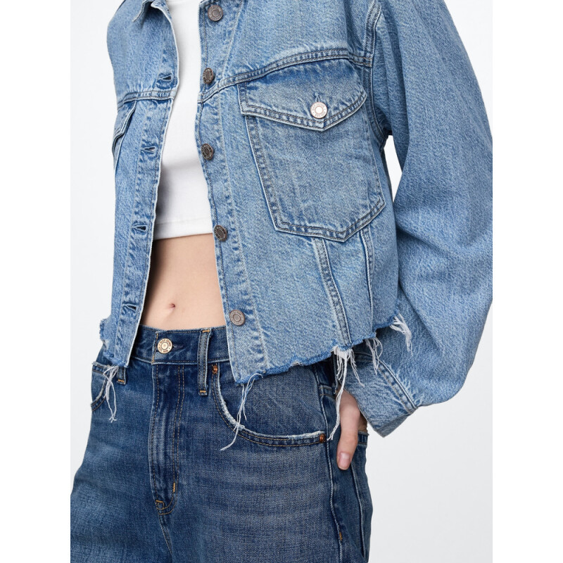 LT WASH DNM CROP JKT LIGHT WASH