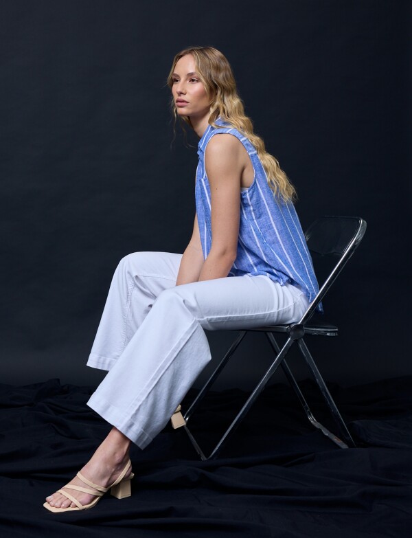 Camisa Lino AZUL/BLANCO