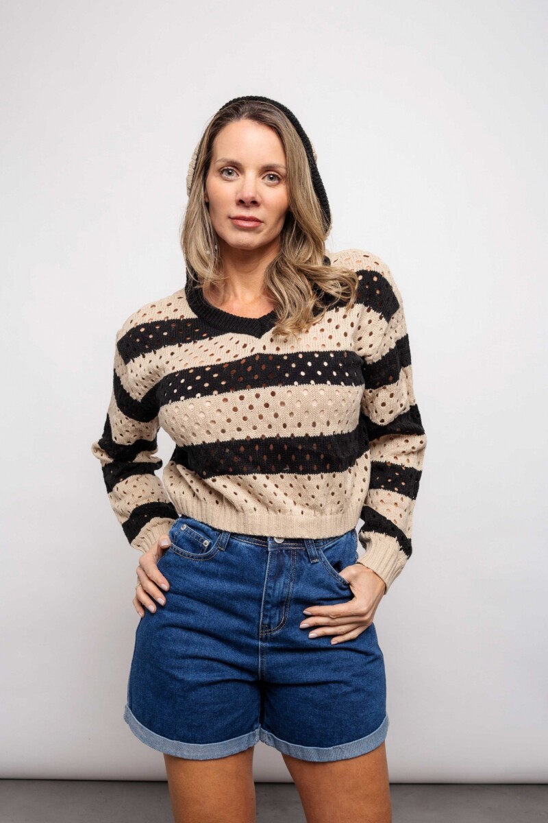 Buzo Ximena Negro y beige