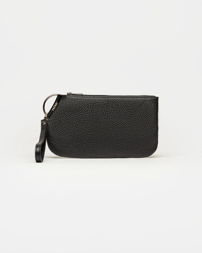 Porta cosmeticos Katy en cuero graneado Negro