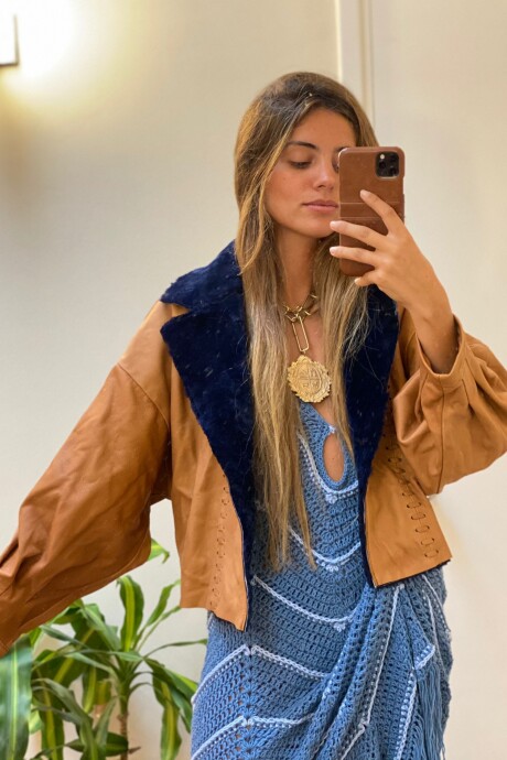 Campera Furor Camel Corderito Azul