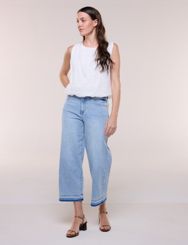 Jean Crop Con Ruedo Bicolor JEAN CLARO