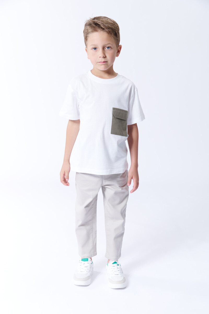 Pantalón twill Gris Claro