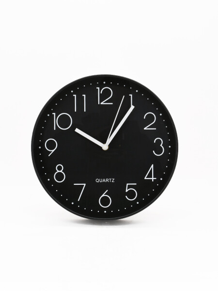 RELOJ REDONDO PARED A PILA NEGRO