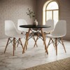 Juego de comedor Con Mesa Circular de 80cm + 4 Sillas Eames Blanco/Negro