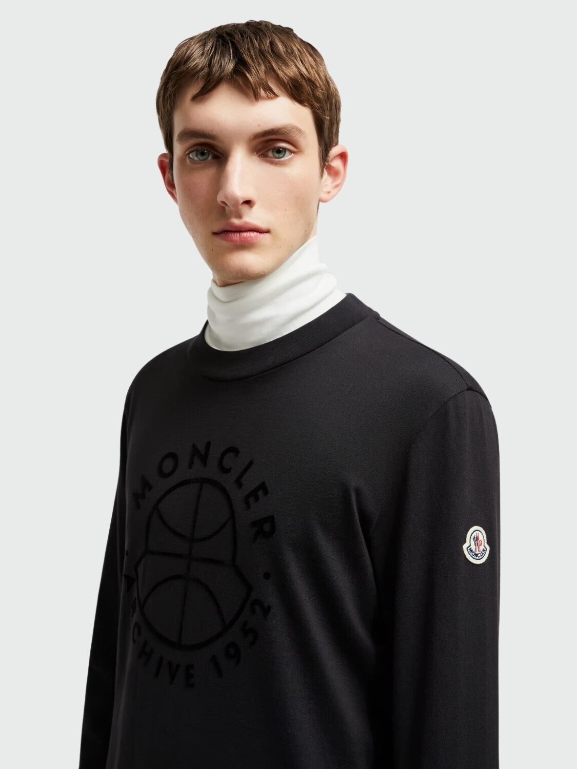 Moncler - Camiseta de Manga Larga con Logotipo de Baloncesto Negro