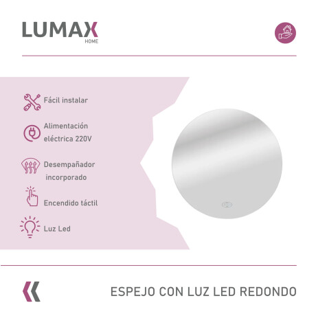 Espejo redondo Luz Led Lumax Desempañador 80 cm Espejo redondo Luz Led Lumax Desempañador 80 cm