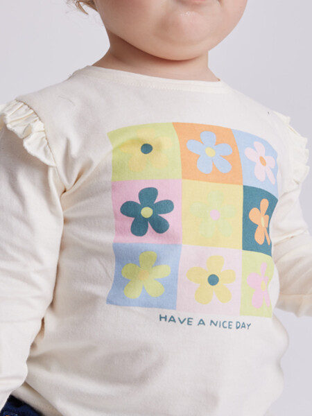 Remera manga larga Flores Crudo