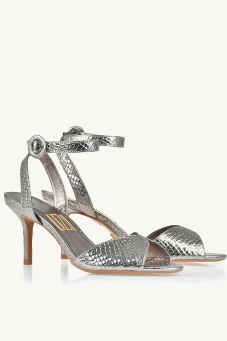 Sandalia taco medio Snake Metalizado