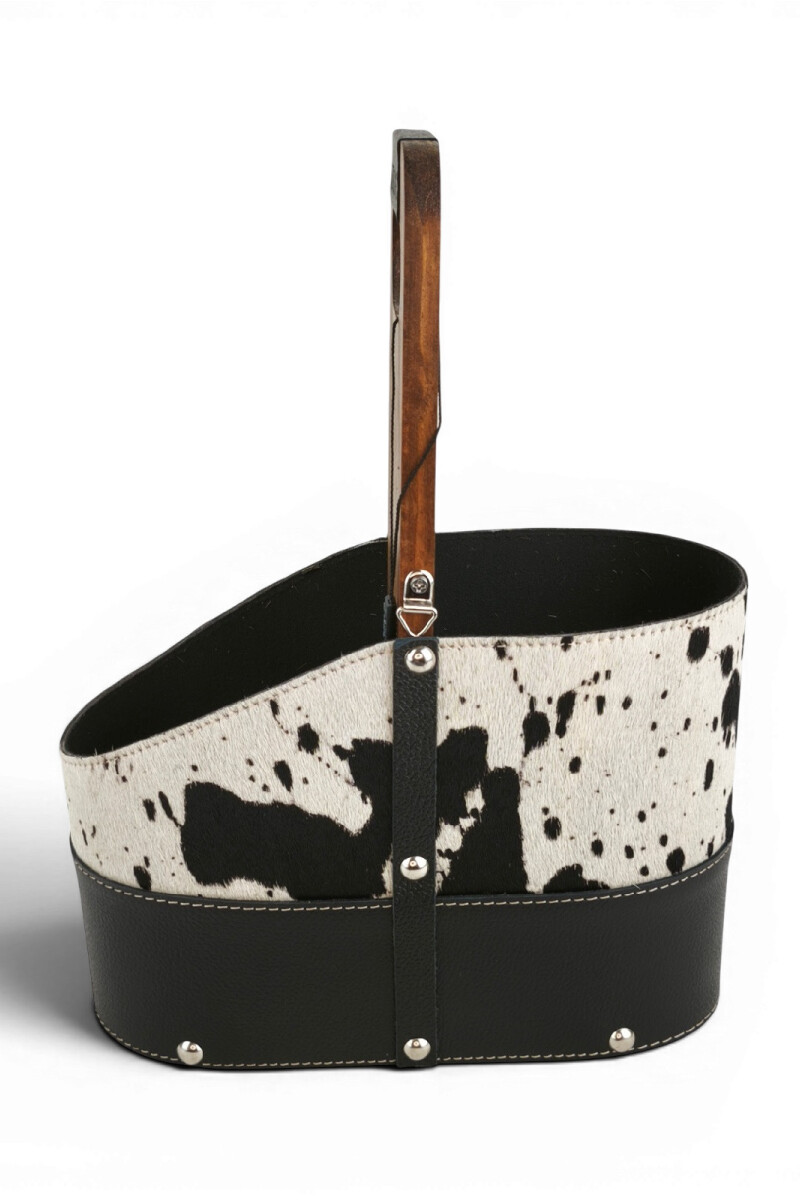 Matera de Cuero Vacuno Legítimo con Estructura Integral de Madera y porta celular Negro 2