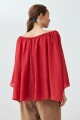 Blusa escote bardot rojo