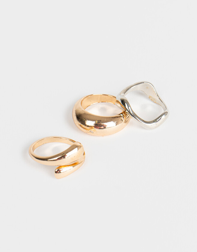 Sets Anillos Metal Set De Anilos Mixplating - Combinacion Bicolor