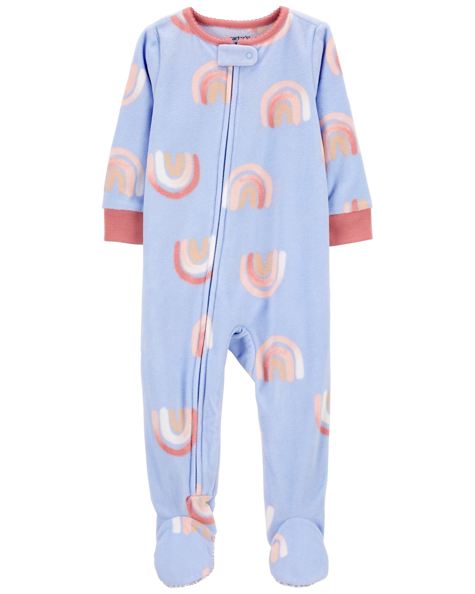 Pijama una pieza de micropolar, con pie, diseño arcoíris. Talles 2-5T Sin color