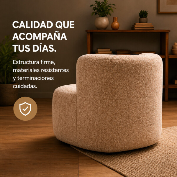 Sillón Puff ComboHome Kumo Redondo Corderito Diseño Premium Marrón 1