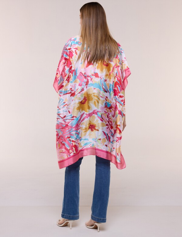 Kimono Satén Estampado Floral ROSA/MULTI