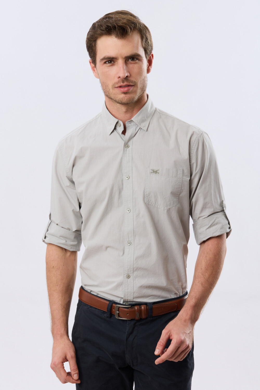 CAMISA LISA DE ALGODÓN Pistacho