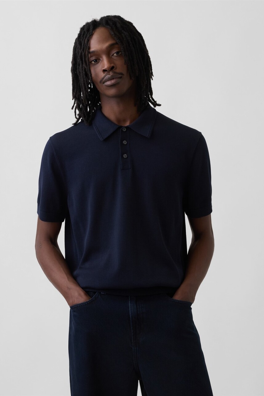 Buzo Tipo Polo Manga Corta Hombre New Classic Navy 2