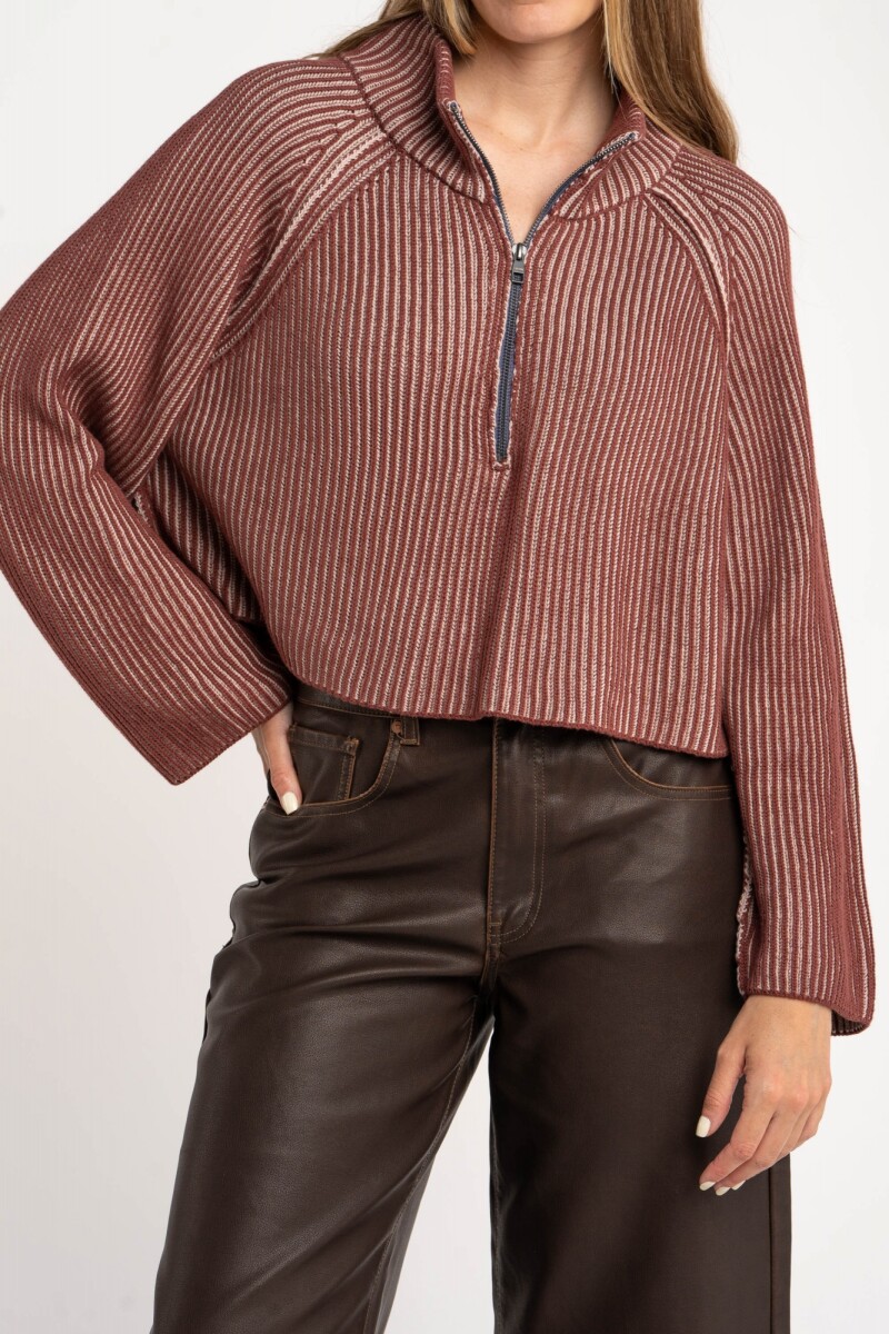 Sweater Algodón Cierre Bordeaux