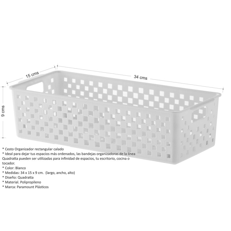 Cesto organizador Quadratta calado GS BLANCO