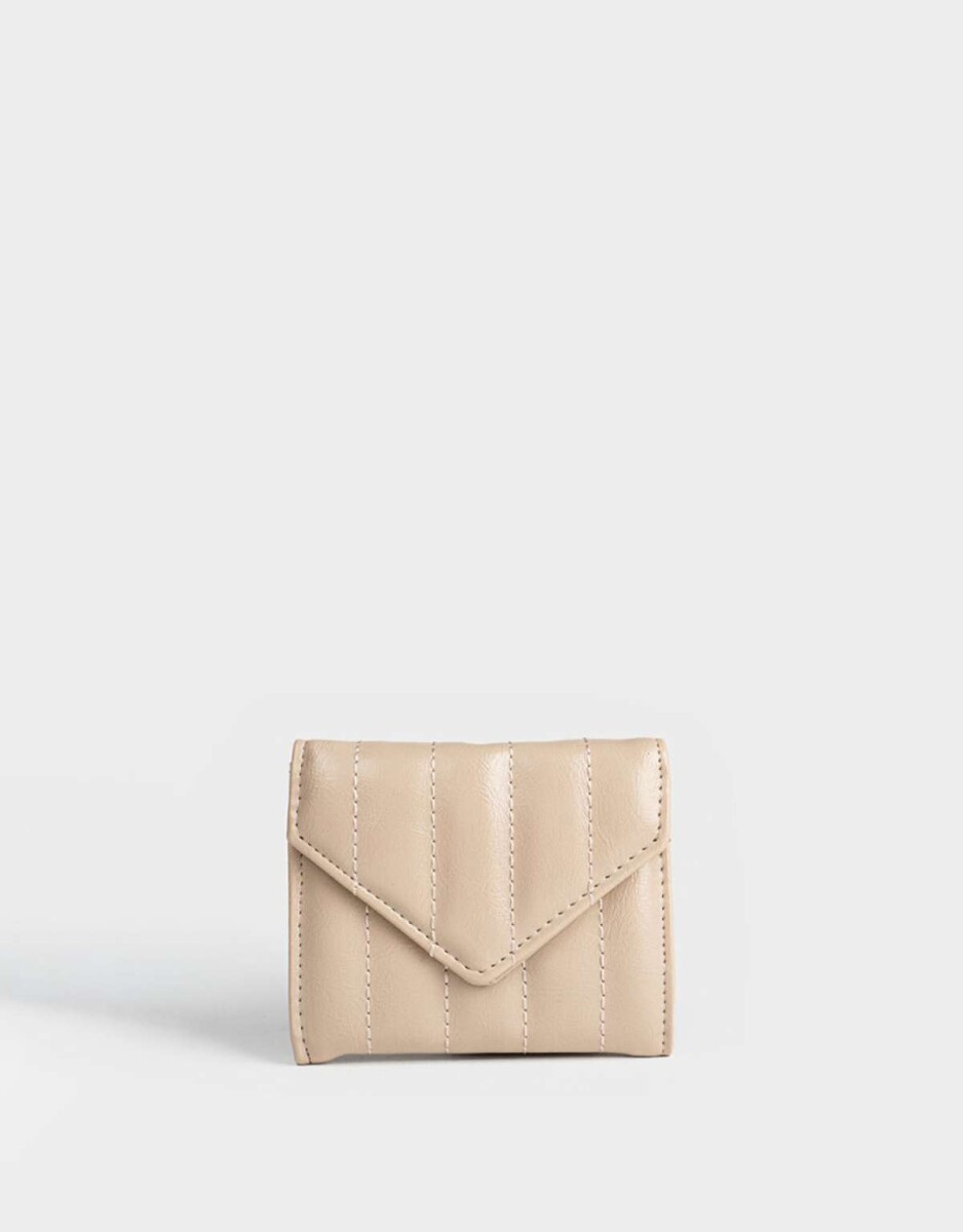 Billetera Puffy Con Solapa - Marron Beige 