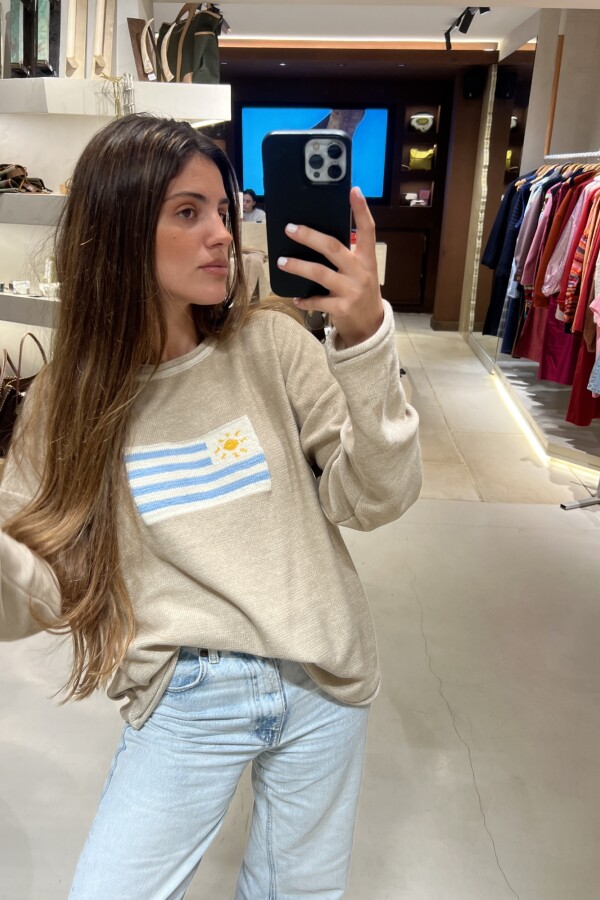 Sweater Flag Uruguay Beige