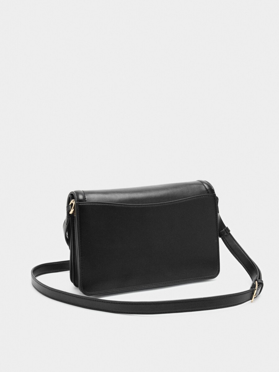 Bolso Bandolera Con Solapa Doble negro