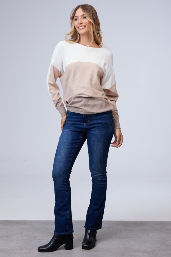 Buzo Dolman Colorblock MULTI/BEIGE
