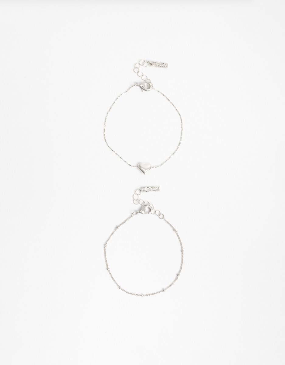 Pulsera Flexible Set Corazón Metal 