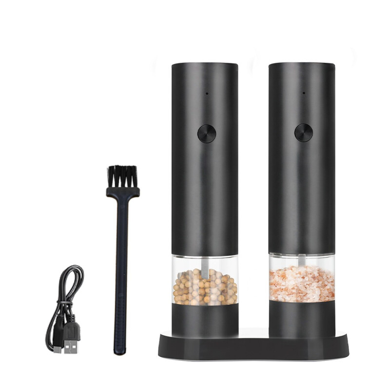 Set Molinillo Eléctrico de Sal y Pimienta Recargable USB con Soporte Set Molinillo Eléctrico de Sal y Pimienta Recargable USB con Soporte