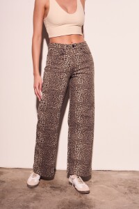 Jean Wide Leg Animal Print Animal Print